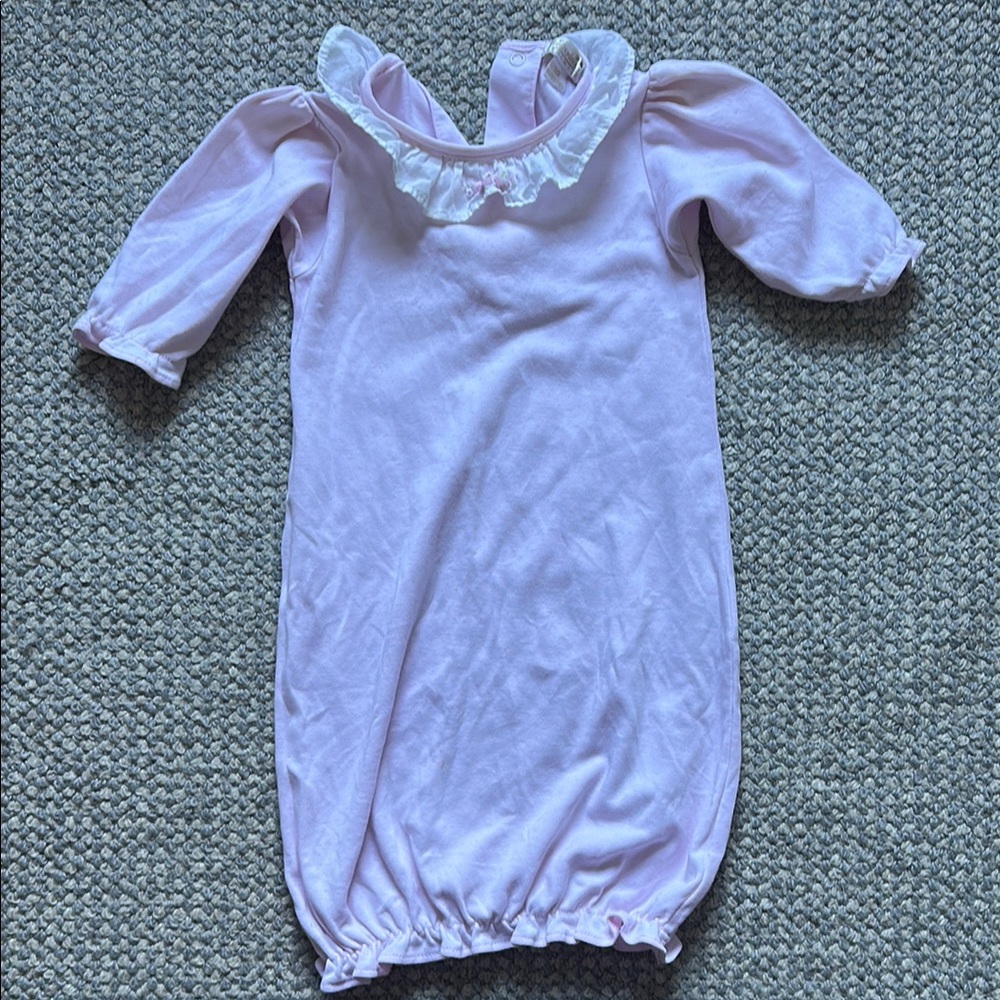 Kissy Kissy Pink Newborn Gown with Ruffled Neckline